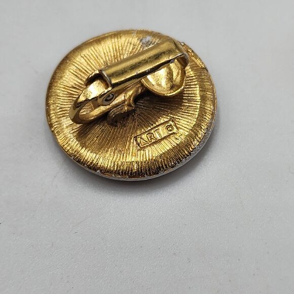 Vintage 1960s ART Arthur Pepper Orange Enamel Sun Burst Mod Earrings Button Gogo - Picture 4 of 5